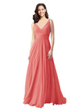 Long A-Line V-Neck Sleeveless Desert Rose Chiffon Bridesmaid Dress Bernice