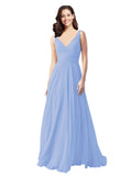 Long A-Line V-Neck Sleeveless Lavender Chiffon Bridesmaid Dress Bernice