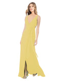 Daffodil A-Line V-Neck Sleeveless Long Bridesmaid Dress Petra