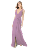 Dark Lavender A-Line V-Neck Sleeveless Long Bridesmaid Dress Petra