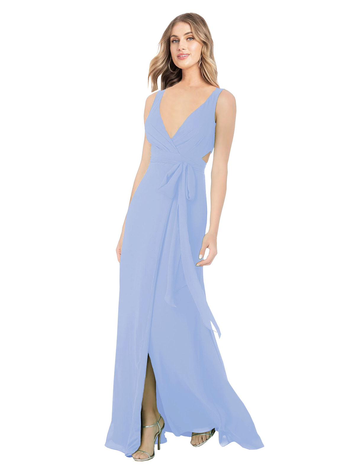Lavender A-Line V-Neck Sleeveless Long Bridesmaid Dress Petra