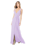 Lilac A-Line V-Neck Sleeveless Long Bridesmaid Dress Petra