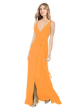 Orange A-Line V-Neck Sleeveless Long Bridesmaid Dress Petra