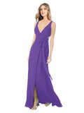 Purple A-Line V-Neck Sleeveless Long Bridesmaid Dress Petra