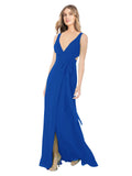 Royal Blue A-Line V-Neck Sleeveless Long Bridesmaid Dress Petra