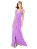 Violet A-Line V-Neck Sleeveless Long Bridesmaid Dress Petra