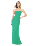 Emerald Green Sheath Strapless Sleeveless Long Bridesmaid Dress Rae