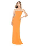Orange Sheath Strapless Sleeveless Long Bridesmaid Dress Rae
