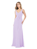 Lilac A-Line V-Neck Sleeveless Long Bridesmaid Dress Dina