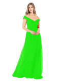 Lime Green A-Line Off the Shoulder Sleeveless Long Bridesmaid Dress Alva
