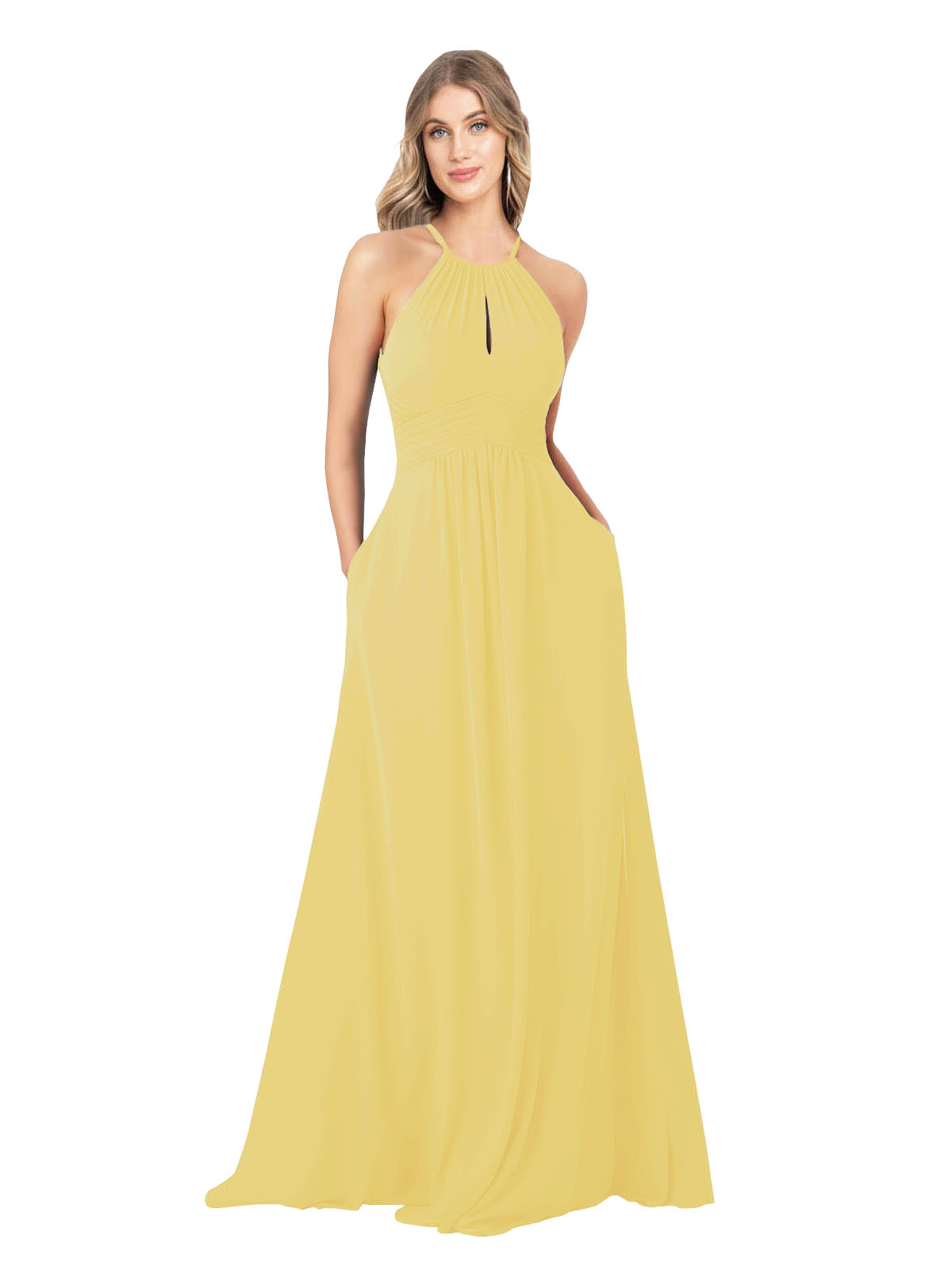 Daffodil A-Line High Neck Sleeveless Long Bridesmaid Dress Cassiopeia