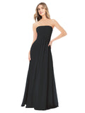 Black A-Line Strapless Sleeveless Long Bridesmaid Dress Ciel