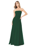 Dark Green A-Line Strapless Sleeveless Long Bridesmaid Dress Ciel