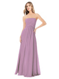Dark Lavender A-Line Strapless Sleeveless Long Bridesmaid Dress Ciel