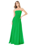 Green A-Line Strapless Sleeveless Long Bridesmaid Dress Ciel
