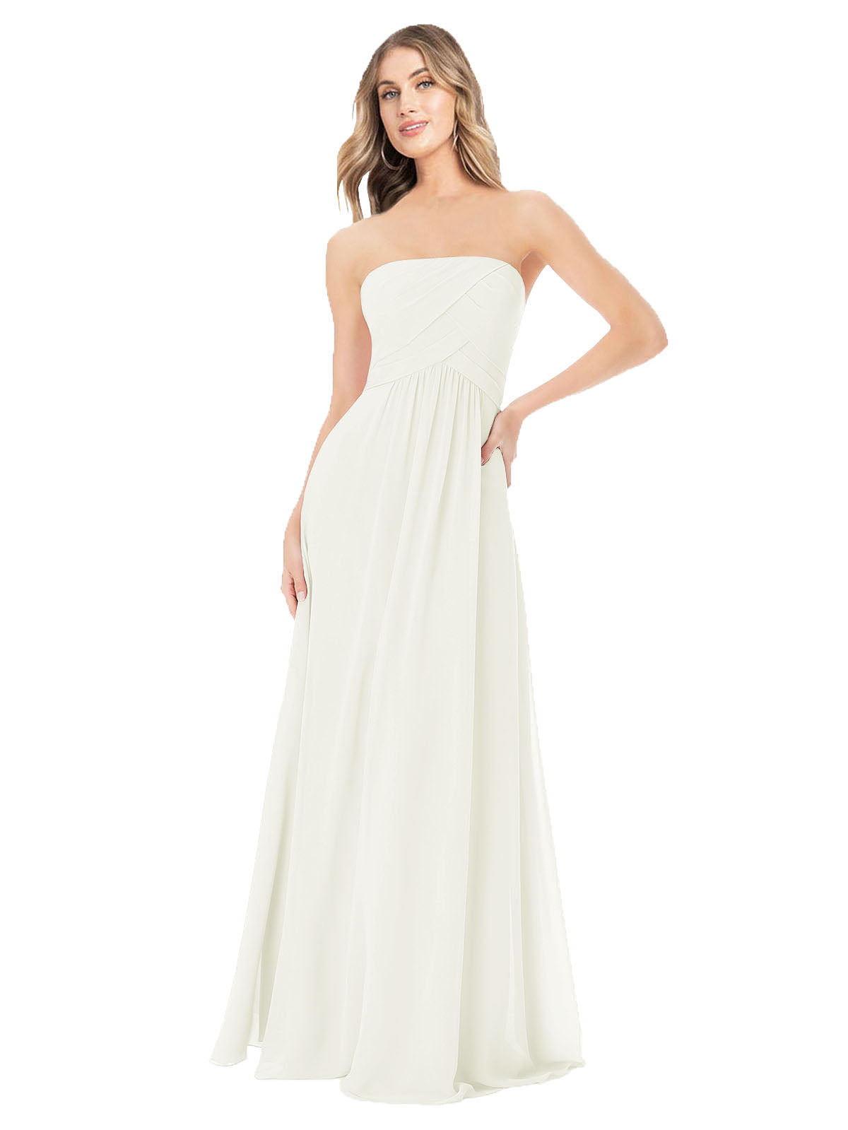 Ivory A-Line Strapless Sleeveless Long Bridesmaid Dress Ciel