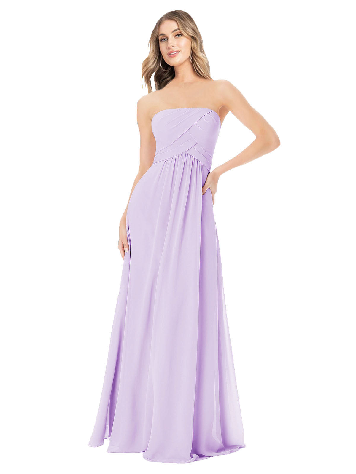 Lilac A-Line Strapless Sleeveless Long Bridesmaid Dress Ciel