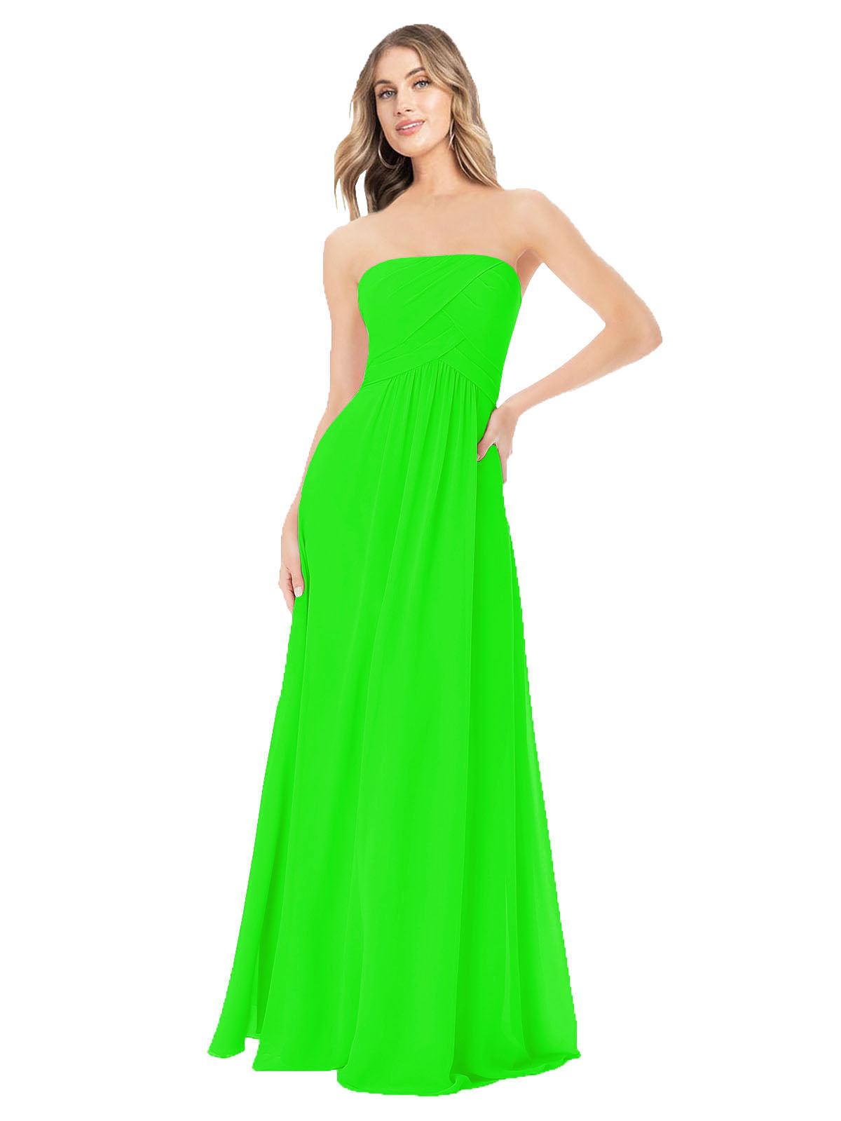 Lime Green A-Line Strapless Sleeveless Long Bridesmaid Dress Ciel