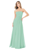 Mint Green A-Line Strapless Sleeveless Long Bridesmaid Dress Ciel