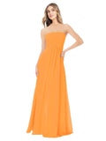Orange A-Line Strapless Sleeveless Long Bridesmaid Dress Ciel