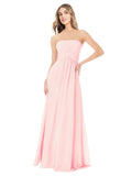 Pink A-Line Strapless Sleeveless Long Bridesmaid Dress Ciel