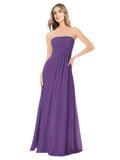 Plum Purple A-Line Strapless Sleeveless Long Bridesmaid Dress Ciel
