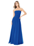 Royal Blue A-Line Strapless Sleeveless Long Bridesmaid Dress Ciel
