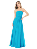 Turquoise A-Line Strapless Sleeveless Long Bridesmaid Dress Ciel