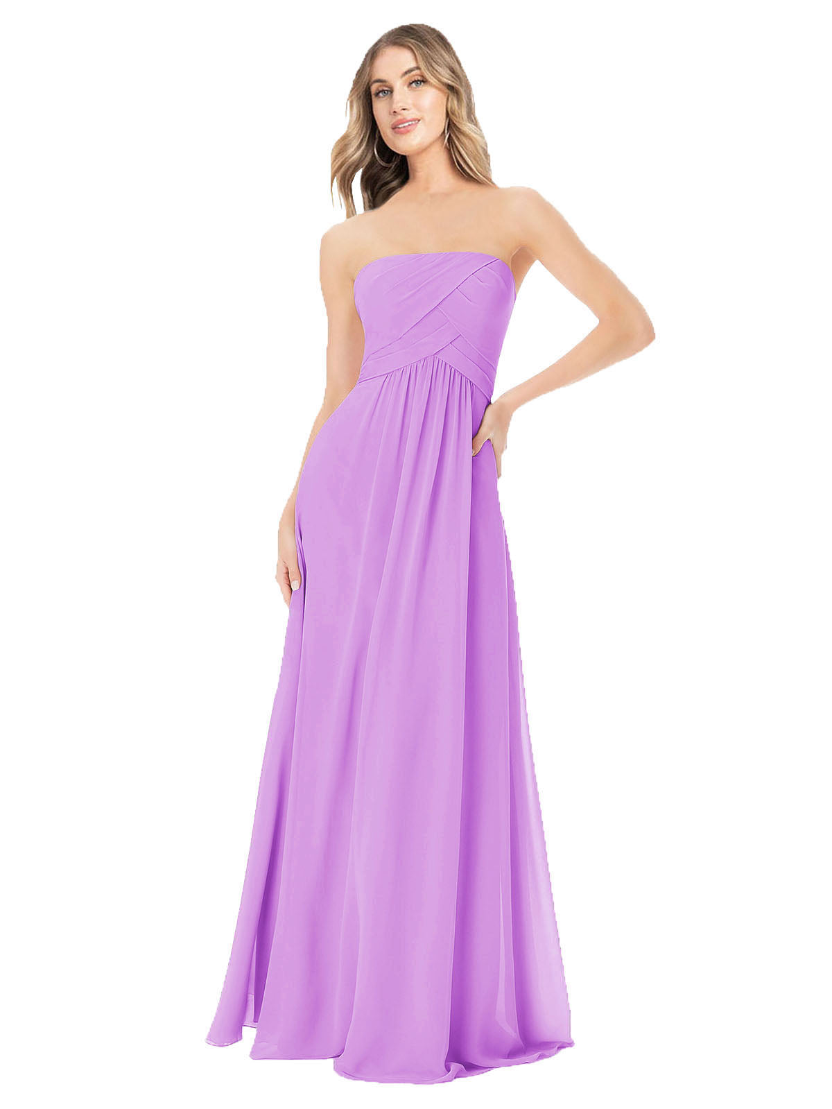 Violet A-Line Strapless Sleeveless Long Bridesmaid Dress Ciel