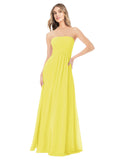 Yellow A-Line Strapless Sleeveless Long Bridesmaid Dress Ciel
