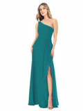 Hunter A-Line One Shoulder Sleeveless Long Bridesmaid Dress Doris