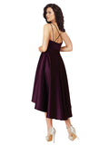 Grape A-Line Sweetheart Scoop Neck Short Satin Bridesmaid Dress Sebastiane