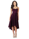 Grape A-Line Sweetheart Scoop Neck Short Satin Bridesmaid Dress Sebastiane