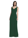 Long A-Line V-Neck Sleeveless Dark Green Chiffon Bridesmaid Dress Ezra