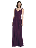 Long A-Line V-Neck Sleeveless Grape Chiffon Bridesmaid Dress Ezra