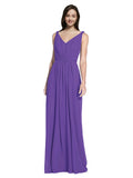 Long A-Line V-Neck Sleeveless Purple Chiffon Bridesmaid Dress Ezra
