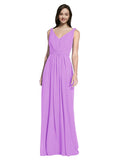 Long A-Line V-Neck Sleeveless Violet Chiffon Bridesmaid Dress Ezra