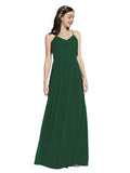 Long A-Line Cowl Sleeveless Dark Green Chiffon Bridesmaid Dress Jasper