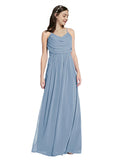 Long A-Line Cowl Sleeveless Dusty Blue Chiffon Bridesmaid Dress Jasper
