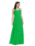Long A-Line Cowl Sleeveless Green Chiffon Bridesmaid Dress Jasper