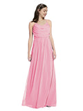 Long A-Line Cowl Sleeveless Hot Pink Chiffon Bridesmaid Dress Jasper