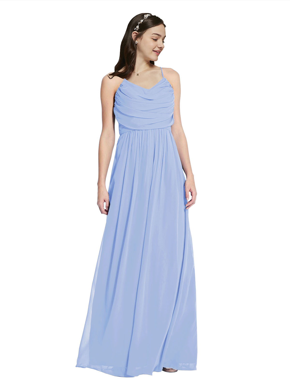 Long A-Line Cowl Sleeveless Lavender Chiffon Bridesmaid Dress Jasper