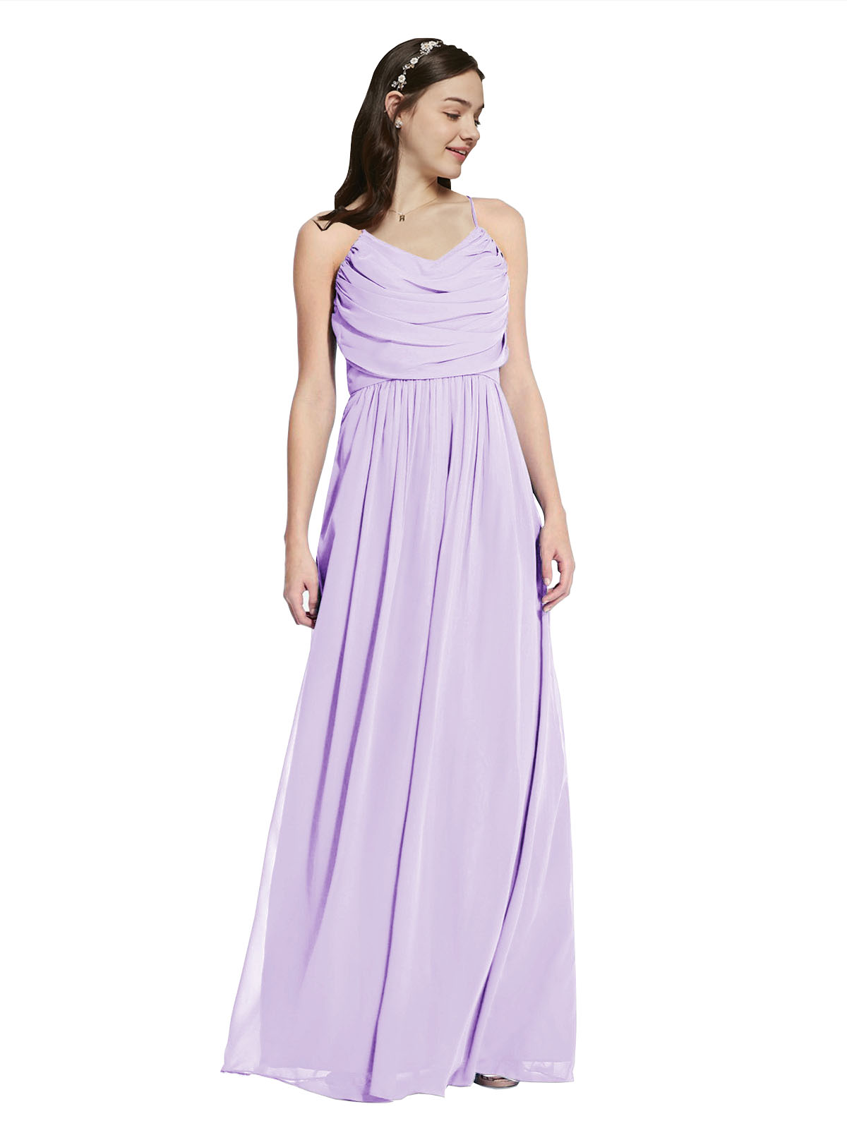 Long A-Line Cowl Sleeveless Lilac Chiffon Bridesmaid Dress Jasper