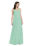 Long A-Line Cowl Sleeveless Mint Green Chiffon Bridesmaid Dress Jasper
