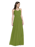 Long A-Line Cowl Sleeveless Olive Green Chiffon Bridesmaid Dress Jasper