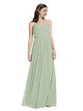 Long A-Line Cowl Sleeveless Smoke Green Chiffon Bridesmaid Dress Jasper