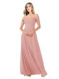 Bliss A-Line Scoop, Off the Shoulder Sleeveless Long Bridesmaid Dress Norry