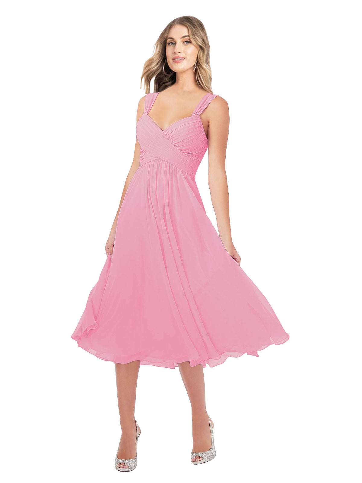 RightBrides Rodney Hot Pink A-Line Sweetheart Sleeveless Short Bridesmaid Dress