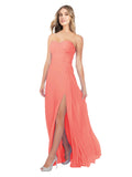 Coral A-Line Strapless Sweetheart Sleeveless Long Bridesmaid Dress Fulton