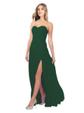Dark Green A-Line Strapless Sweetheart Sleeveless Long Bridesmaid Dress Fulton
